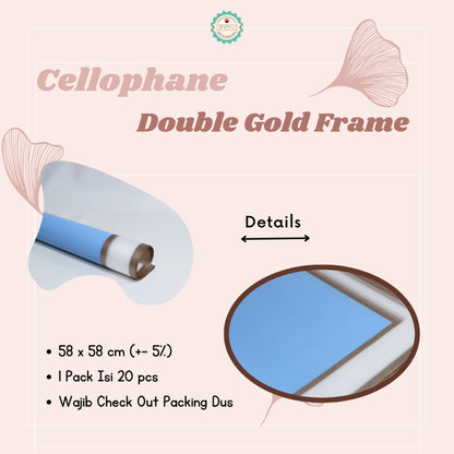 ANEKA - [ LEMBARAN ] Kertas Cellophane Buket Bunga [Double Gold Frame] Flower Wrapping Paper Celophane