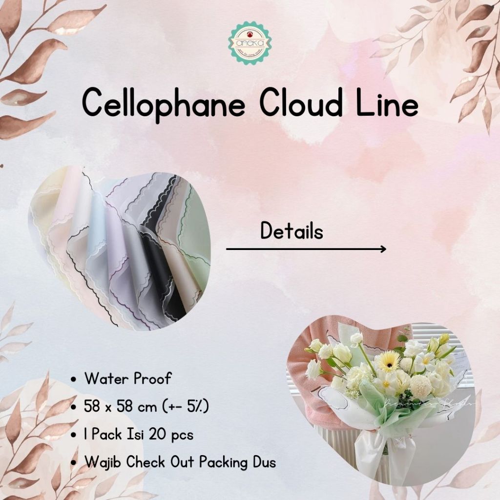 ANEKA - [ PCS ] Kertas Cellophane Cloud Line / Buket Bunga [ Cloud Line ] Flower Wrapping Paper Celophane