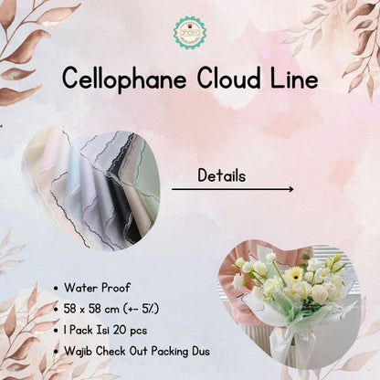 ANEKA - [ PCS ] Kertas Cellophane Cloud Line / Buket Bunga [ Cloud Line ] Flower Wrapping Paper Celophane