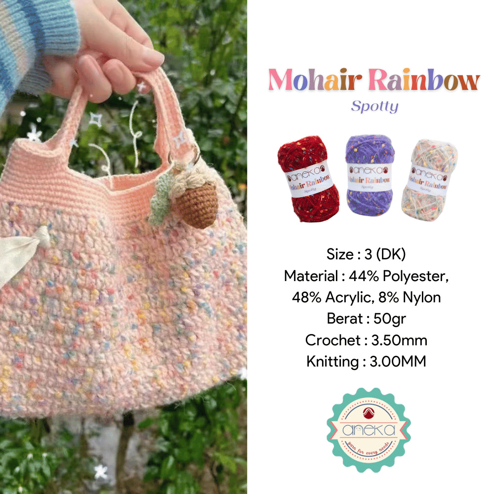 KATALOG - Benang Rajut Mohair Rainbow Spotty Yarn / Bintik  Warna