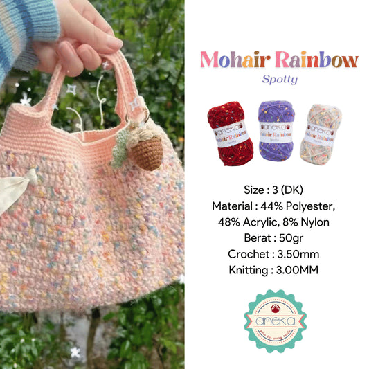 KATALOG - Benang Rajut Mohair Rainbow Spotty Yarn / Bintik  Warna