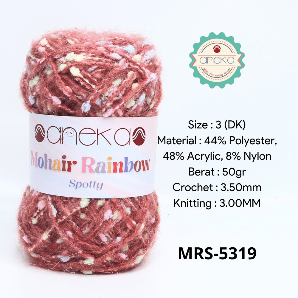 KATALOG - Benang Rajut Mohair Rainbow Spotty Yarn / Bintik  Warna