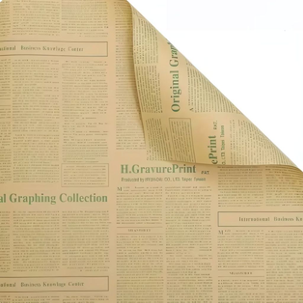 ANEKA - [ LEMBARAN ] Kertas Cellophane Buket Bunga [ Newspaper Vintage ] Flower Wrapping Paper Celophane