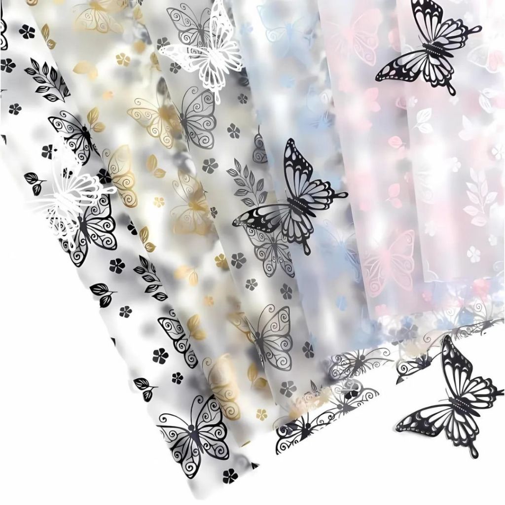 ANEKA - [ LEMBARAN ] Kertas Cellophane Buket Bunga [ Kupu-Kupu Transparan ] Flower Wrapping Paper Celophane