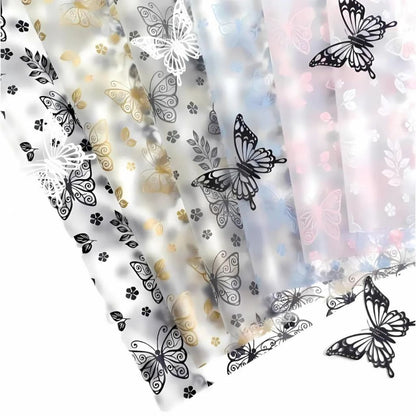 ANEKA - [ LEMBARAN ] Kertas Cellophane Buket Bunga [ Kupu-Kupu Transparan ] Flower Wrapping Paper Celophane