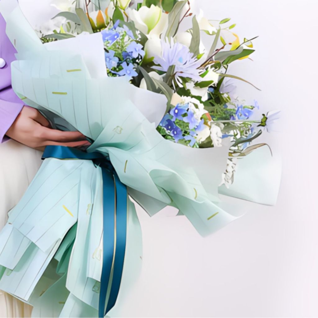 ANEKA- [ LEMBARAN ] Kertas Cellophane Buket Bunga [ Line Bear ] Flower Wrapping Paper Celophane