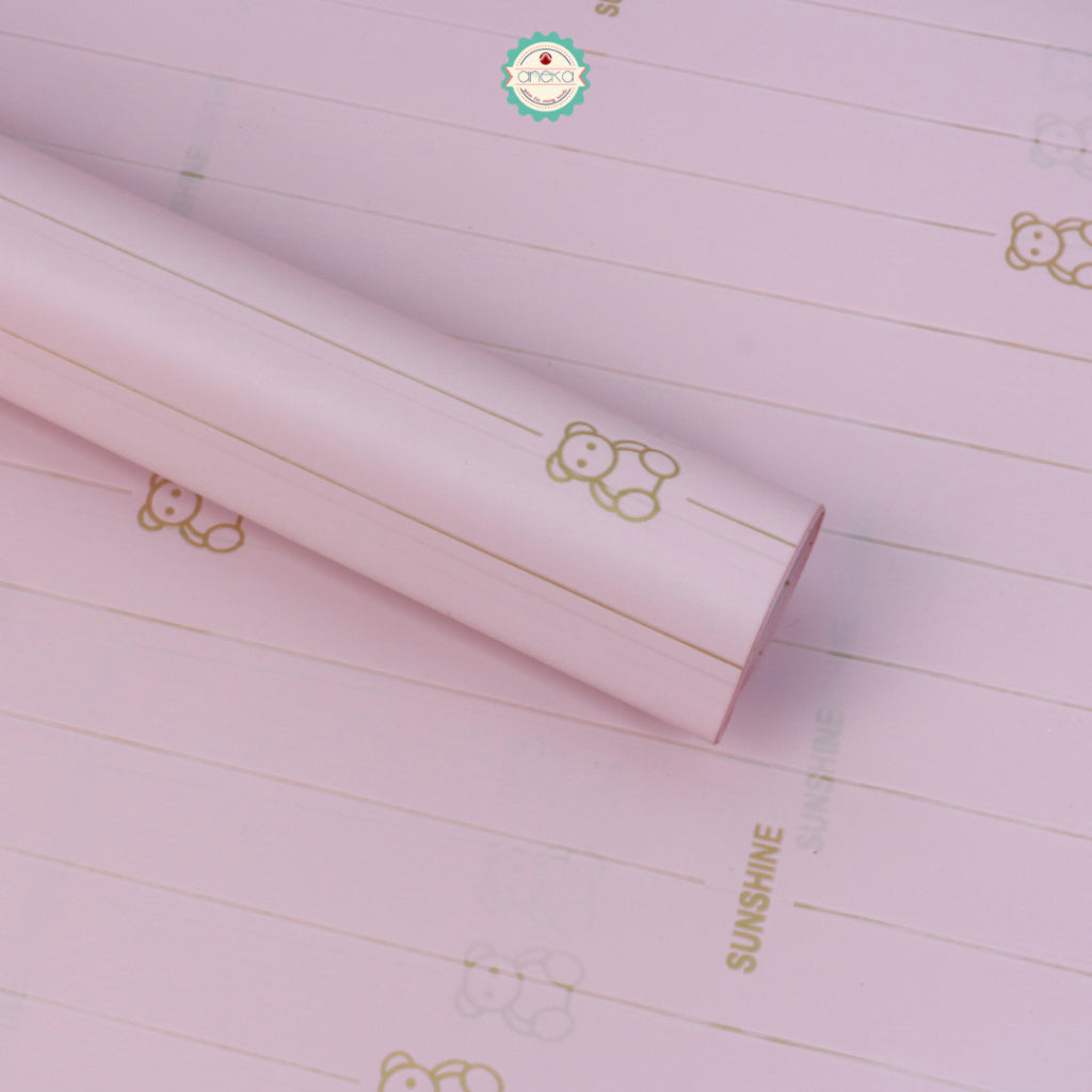 ANEKA- [ LEMBARAN ] Kertas Cellophane Buket Bunga [ Line Bear ] Flower Wrapping Paper Celophane