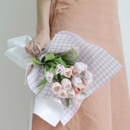 ANEKA - [ LEMBARAN ] Kertas Cellophane Buket Bunga [ Motif Kotak ] Flower Wrapping Paper Celophane