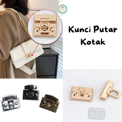 Kancing / Kunci Putar Besi Emas,Silver,Hitam - PCS