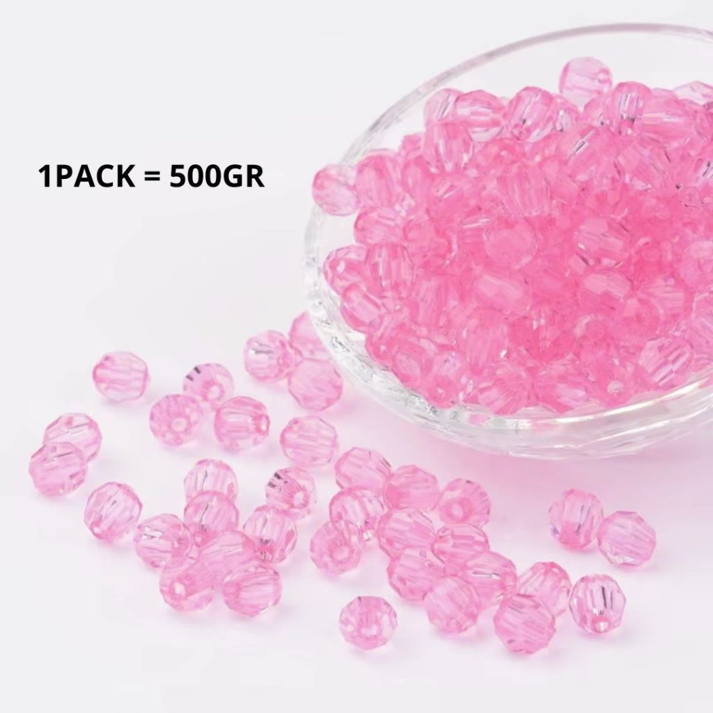 ANEKA - [1 Pack / 500GR] Mote Bening Warna-Warni / Manik Kaca Lampion / Beads Charm Crystal / 6mm & 8mm