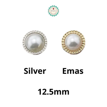 ANEKA - [5PCS] Kancing Baju Mutiara / Metal Pearl Button Premium