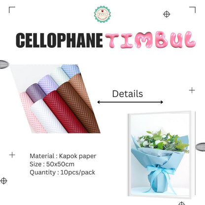 AnekaBenang - [ PACK ] Kertas Cellophane Buket Bunga [ 3D Timbul ] Flower Wrapping Paper Celophane