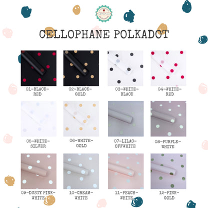ANEKA - [ LEMBARAN ] Kertas Cellophane Buket Bunga [Polkadot] Flower Bouquet Wrapping Paper Celophane