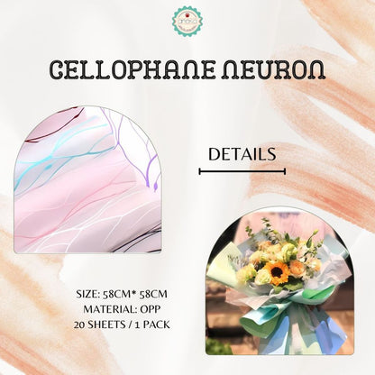 ANEKA - [ LEMBARAN ] Kertas Cellophane Buket Bunga [ Neuron ] Flower Wrapping Paper Celophane