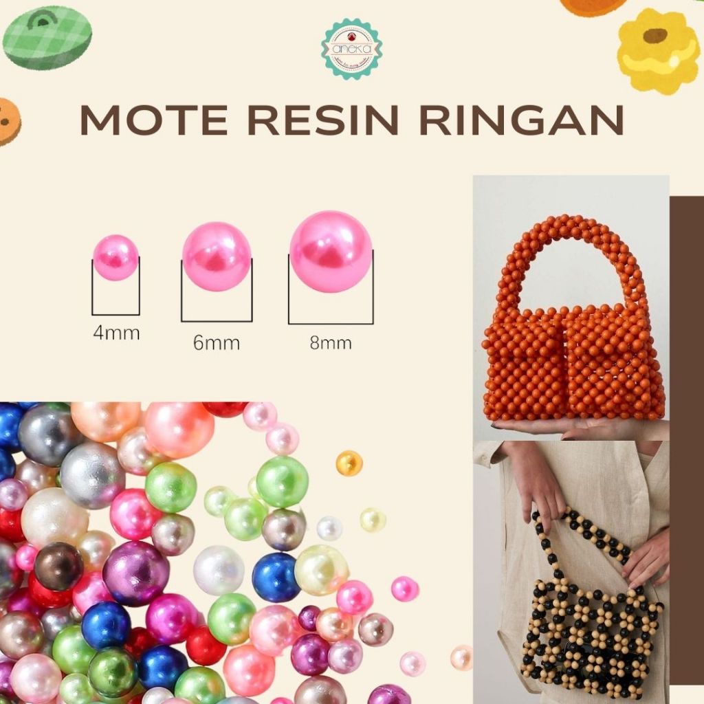 ANEKA - [15 Gram - 6mm] Mote Ringan Resin / Mutsin / Mutiara Sintetis / Manik / Beads DIY