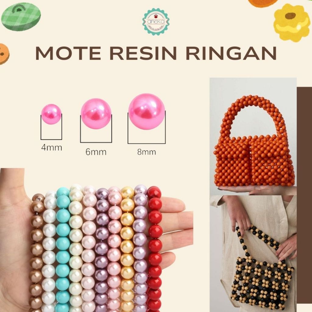 ANEKA - [15 Gram - 4mm] Mote Ringan Resin / Mutsin / Mutiara Sintetis / Manik / Beads DIY