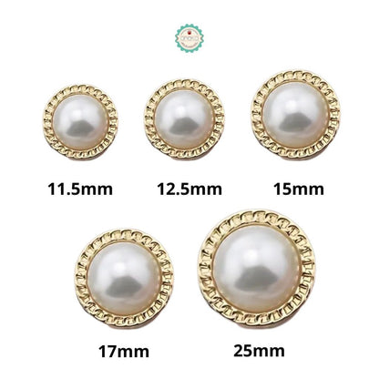 ANEKA - [5PCS] Kancing Baju Mutiara / Metal Pearl Button Premium