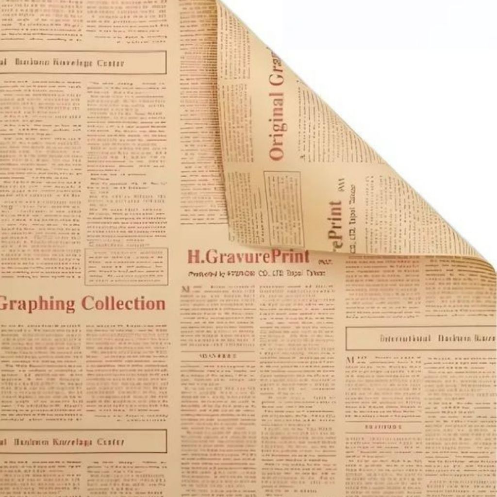 ANEKA - [ LEMBARAN ] Kertas Cellophane Buket Bunga [ Newspaper Vintage ] Flower Wrapping Paper Celophane