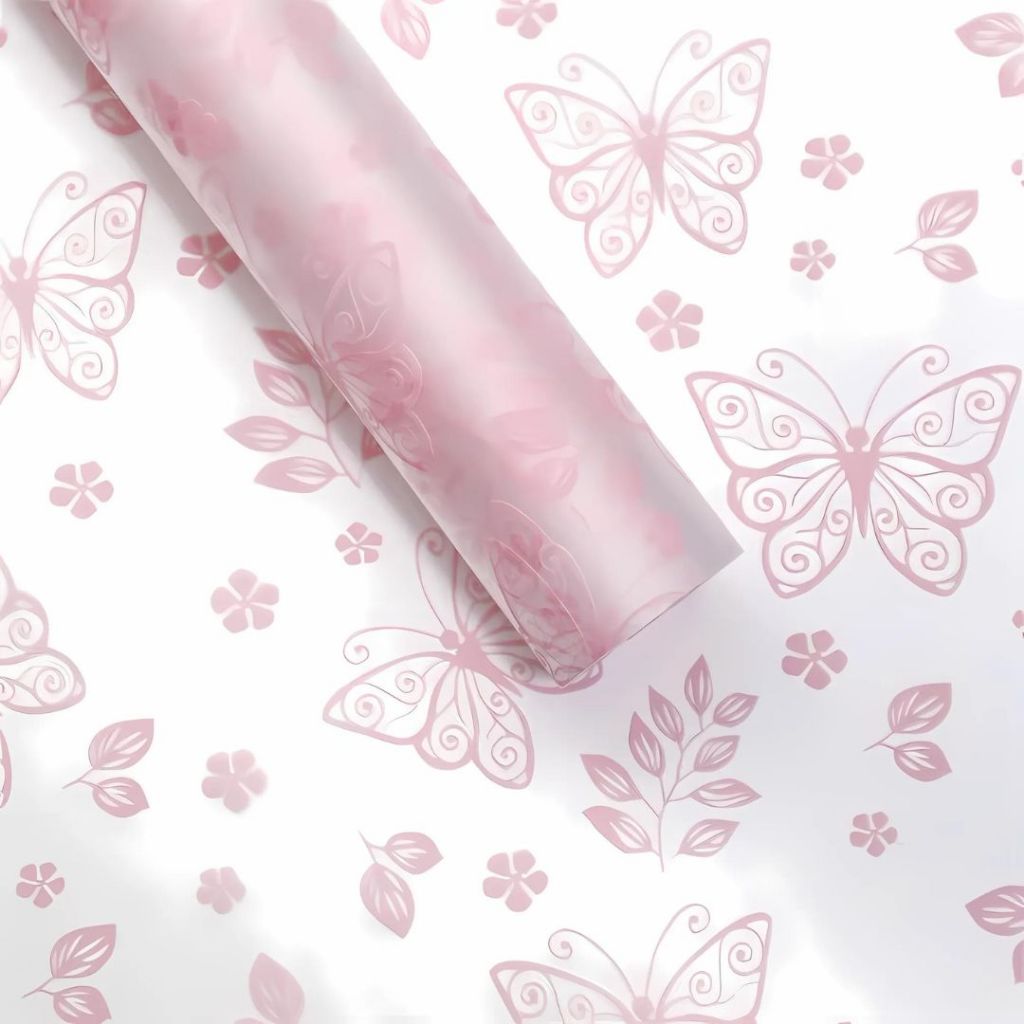 ANEKA - [ LEMBARAN ] Kertas Cellophane Buket Bunga [ Kupu-Kupu Transparan ] Flower Wrapping Paper Celophane