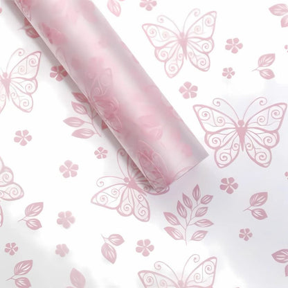 ANEKA - [ LEMBARAN ] Kertas Cellophane Buket Bunga [ Kupu-Kupu Transparan ] Flower Wrapping Paper Celophane