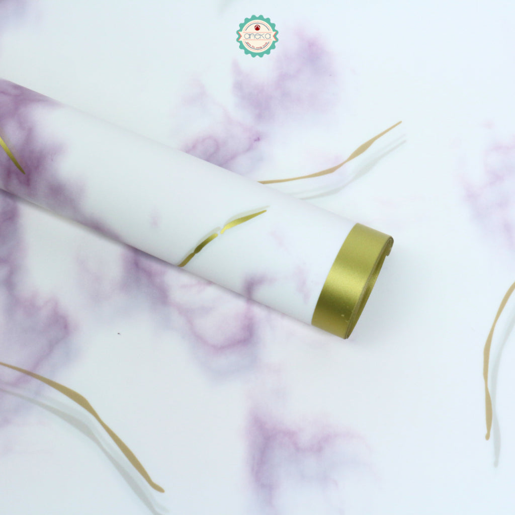 ANEKA - [ LEMBARAN ] Kertas Cellophane Buket Bunga [ Marble List Gold ] Flower Wrapping Paper Celophane
