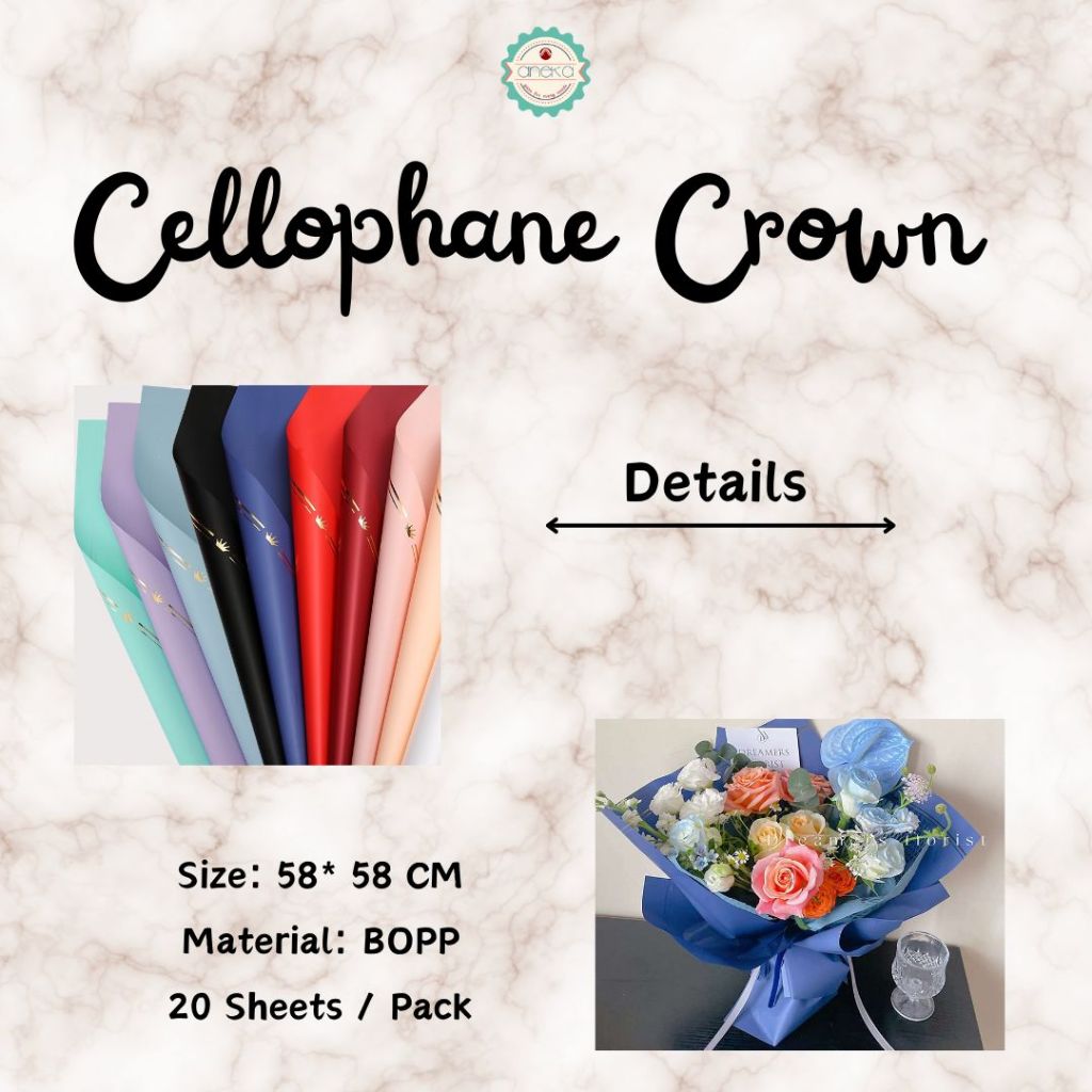 AnekaBenang - [ PACK ] Kertas Cellophane Buket Bunga [ Crown ] Flower Wrapping Paper Celophane