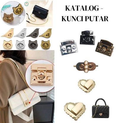 KATALOG - Kancing Putar / Kunci Putar Besi Emas,Silver,Hitam - PCS