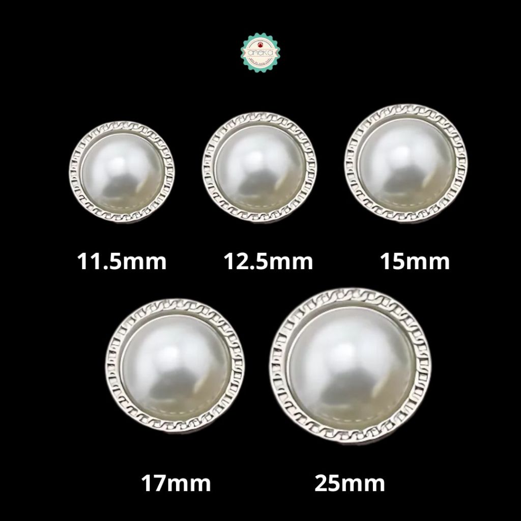 ANEKA - [5PCS] Kancing Baju Mutiara / Metal Pearl Button Premium