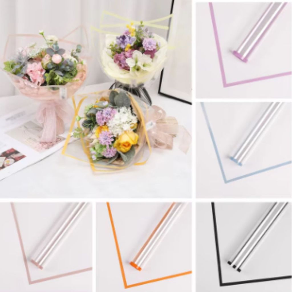 ANEKA - [ LEMBARAN ] Kertas Cellophane Buket Bunga [ List Color Bening ] Flower Wrapping Paper Celophane