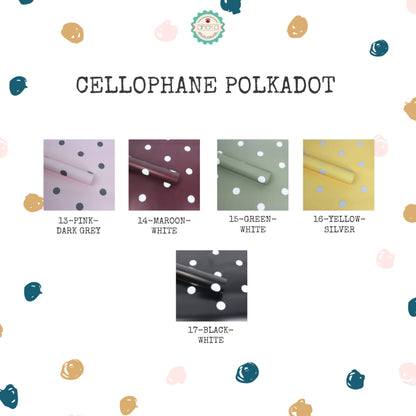ANEKA - [ LEMBARAN ] Kertas Cellophane Buket Bunga [Polkadot] Flower Bouquet Wrapping Paper Celophane
