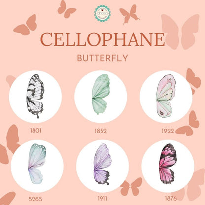 AnekaBenang - [ 5 SET ] Kertas Cellophane Buket Bunga [ Butterfly ] Flower Wrapping Paper Celophane