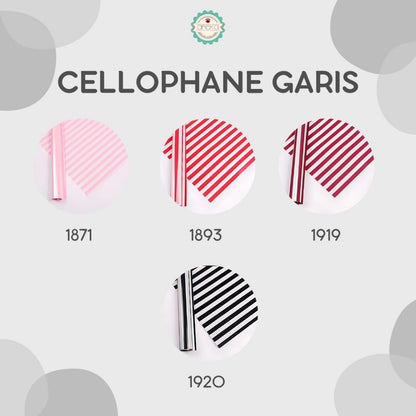 ANEKA - [ LEMBARAN ] Kertas Cellophane Buket Bunga [ Garis ] Flower Wrapping Paper Celophane