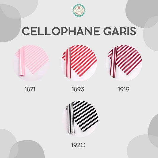 ANEKA - [ LEMBARAN ] Kertas Cellophane Buket Bunga [ Garis ] Flower Wrapping Paper Celophane