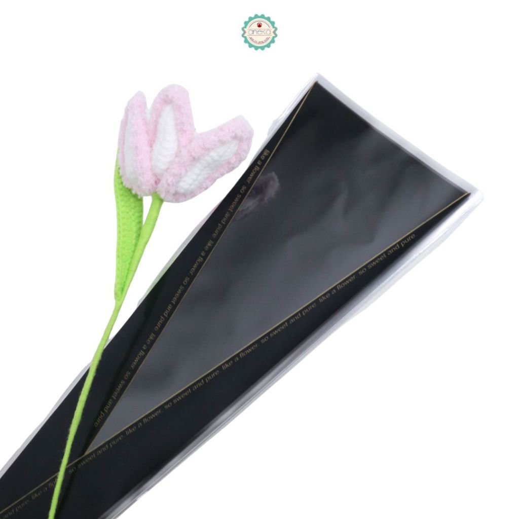 ANEKA - [ 50 Lembar ] Cellophane Plastik Single Bouquet Pembungkus Bunga Mawar Satuan Bungkus [Plastik Segitiga]
