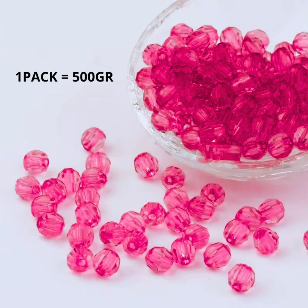 ANEKA - [1 Pack / 500GR] Mote Bening Warna-Warni / Manik Kaca Lampion / Beads Charm Crystal / 6mm & 8mm