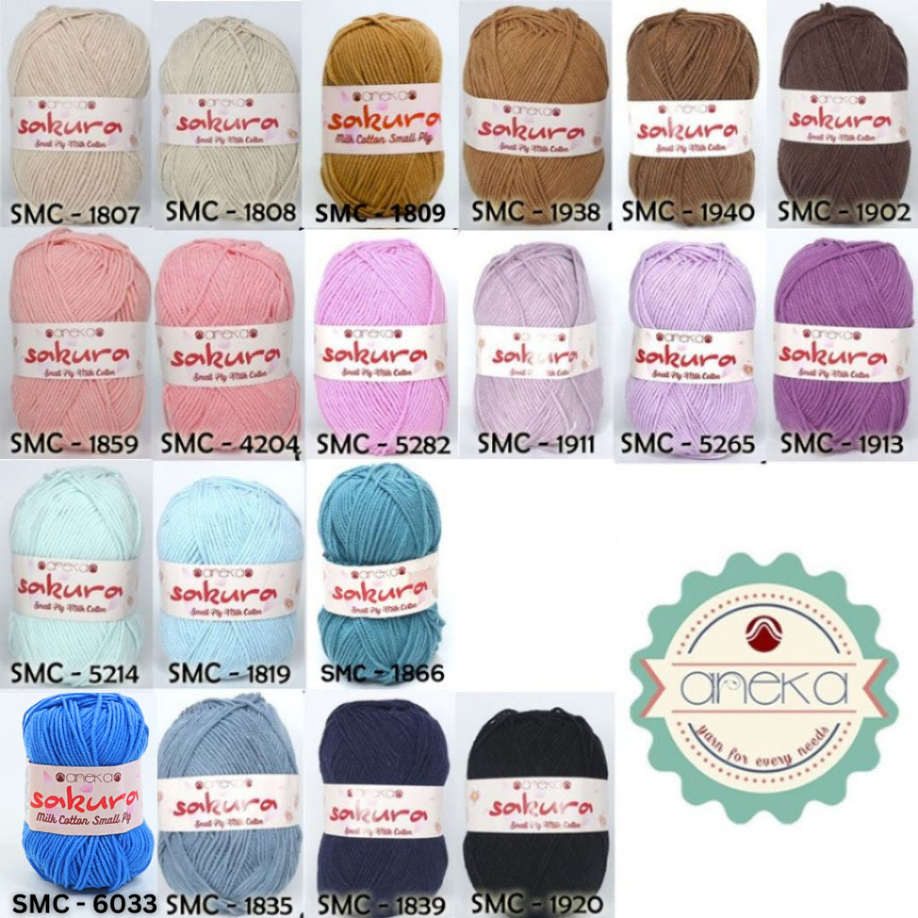 KATALOG - Benang Rajut Katun Susu 4 Ply / Sakura SMALL PLY Milk Cotton Yarn