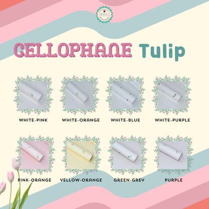 ANEKA - [ LEMBARAN ] Kertas Cellophane Buket Bunga [ Motif Tulip ] Flower Wrapping Paper Celophane