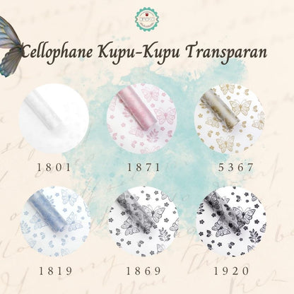 AnekaBenang - [ PACK ] Kertas Cellophane Buket Bunga [ Kupu-Kupu Transparan ] Flower Wrapping Paper Celophane