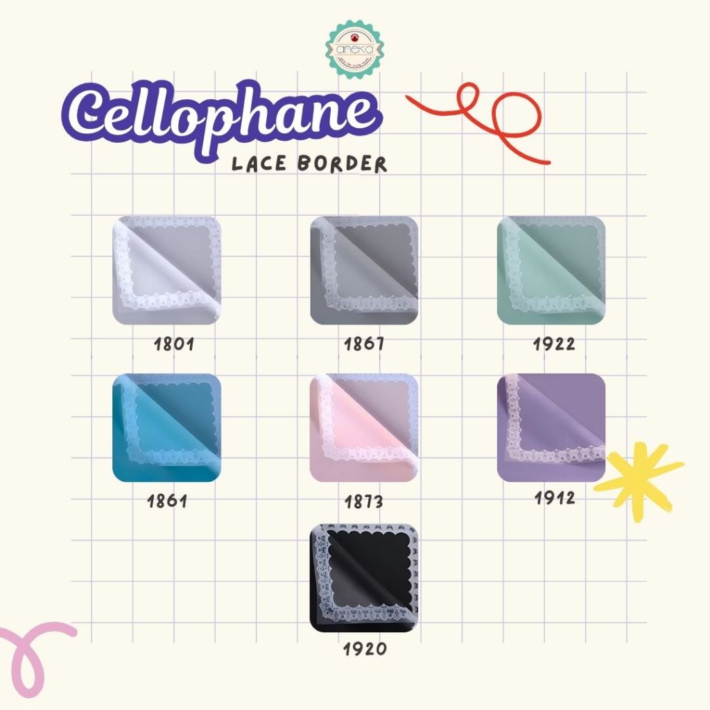 AnekaBenang - [ PACK ] Kertas Cellophane Buket Bunga [ Lace Border ] Flower Wrapping Paper Celophane