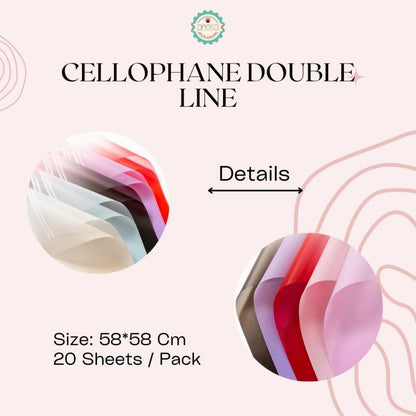 AnekaBenang - [ PACK ] Kertas Cellophane Buket Bunga [ Double Line ] Flower Wrapping Paper Celophane