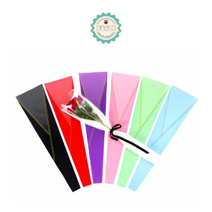 ANEKA - [ 50 Lembar ] Cellophane Plastik Single Bouquet Pembungkus Bunga Mawar Satuan Bungkus [Plastik Segitiga]