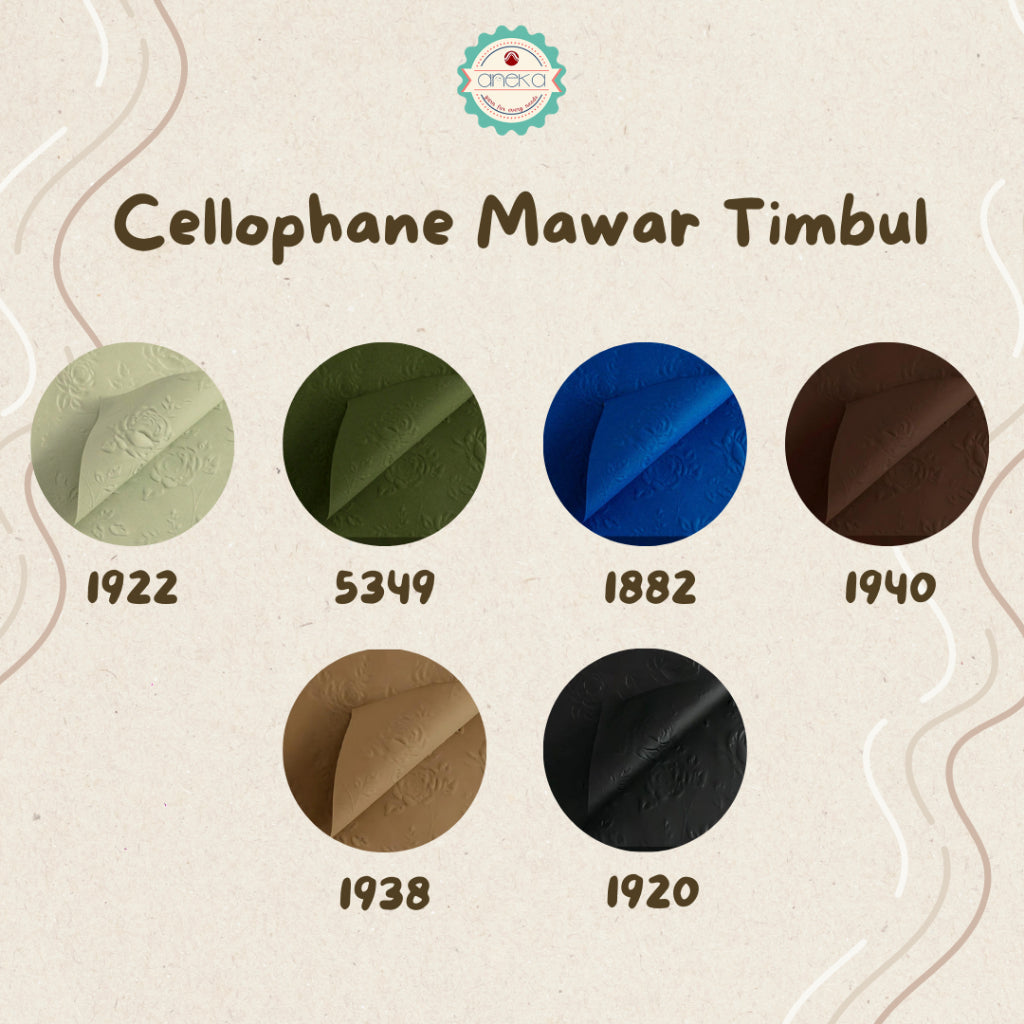 ANEKA - [ LEMBARAN ] Kertas Cellophane Buket Bunga [ Mawar Timbul 3D ] Flower Wrapping Paper Celophane
