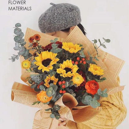 ANEKA - [ LEMBARAN ] Kertas Cellophane Buket Bunga [ Newspaper Vintage ] Flower Wrapping Paper Celophane