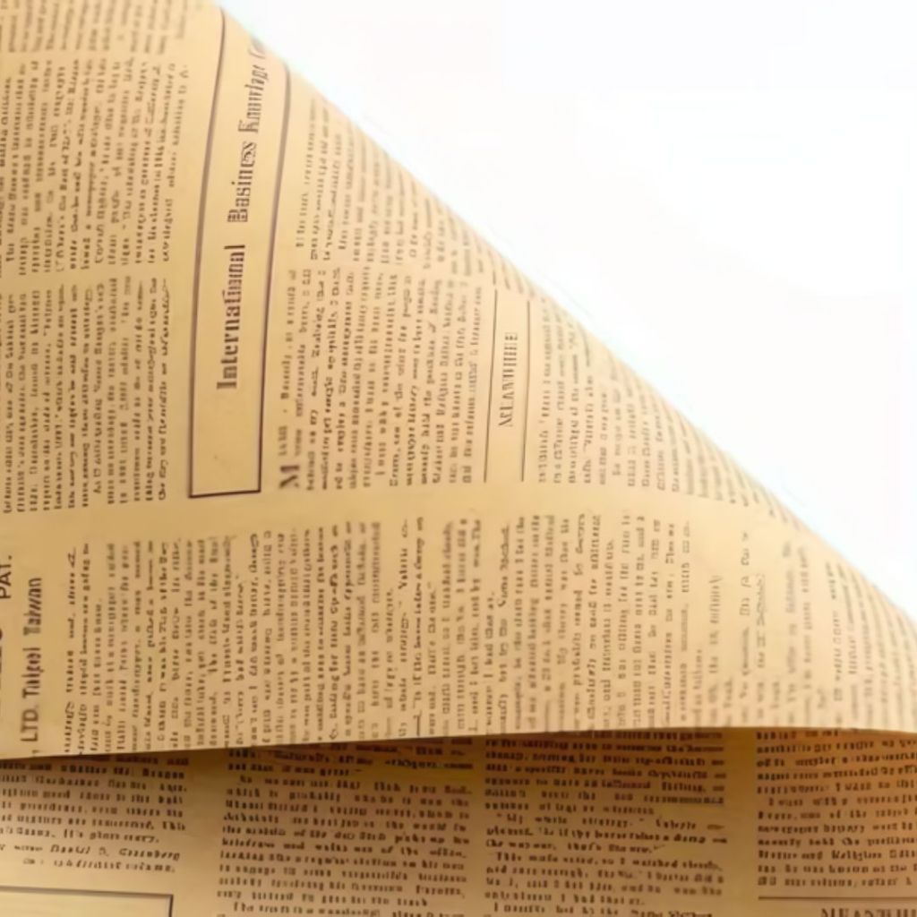 ANEKA - [ LEMBARAN ] Kertas Cellophane Buket Bunga [ Newspaper Vintage ] Flower Wrapping Paper Celophane
