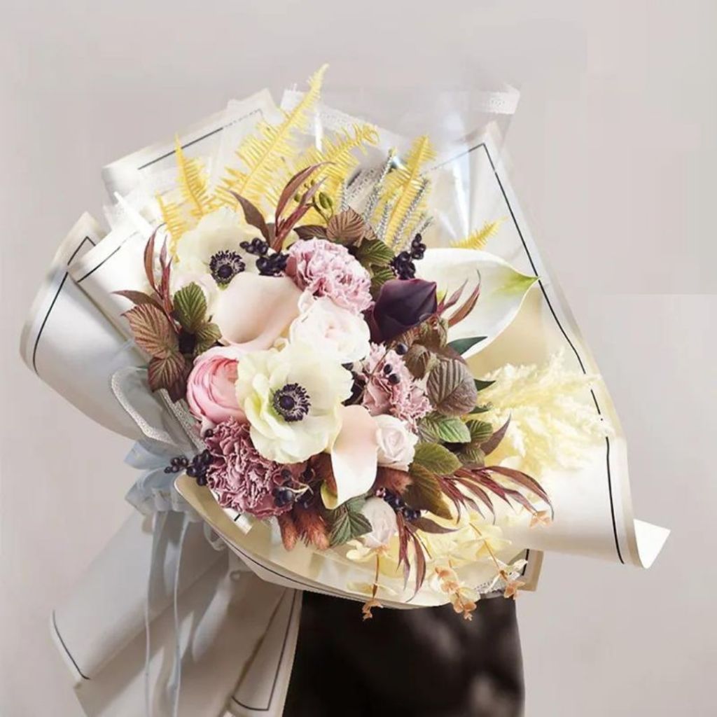 ANEKA - [ LEMBARAN ] Kertas Cellophane Buket Bunga [ Double Colors Frame ] Flower Wrapping Paper Celophane