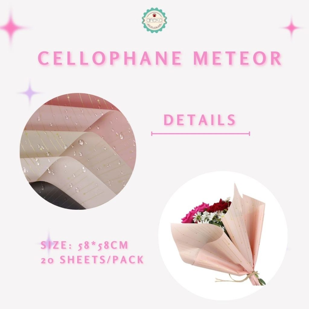 AnekaBenang - [ PAACK ] Kertas Cellophane Buket Bunga [ Meteor ] Flower Wrapping Paper Celophane