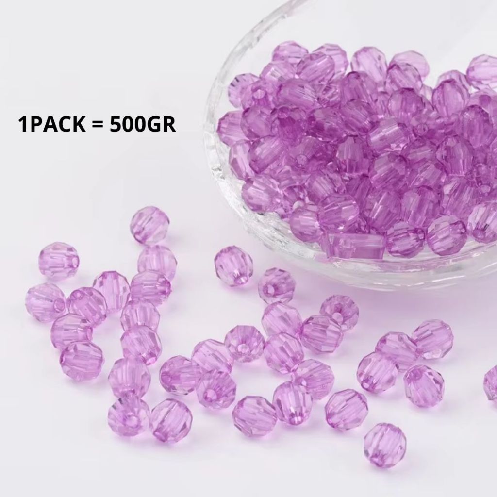 ANEKA - [1 Pack / 500GR] Mote Bening Warna-Warni / Manik Kaca Lampion / Beads Charm Crystal / 6mm & 8mm