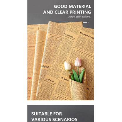 ANEKA - [ LEMBARAN ] Kertas Cellophane Buket Bunga [ Newspaper Vintage ] Flower Wrapping Paper Celophane
