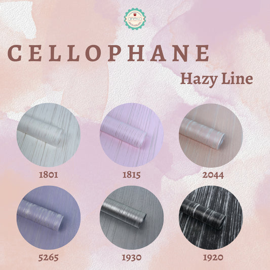ANEKA - [ LEMBARAN ] Kertas Cellophane Buket Bunga [ Hazy Line ] Flower Wrapping Paper Celophane