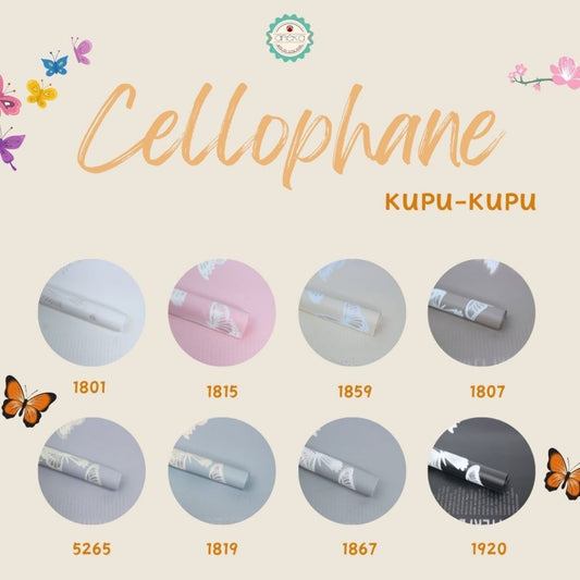 ANEKA - [ LEMBARAN ] Kertas Cellophane Buket Bunga [ Kupu-Kupu ] Flower Wrapping Paper Celophane